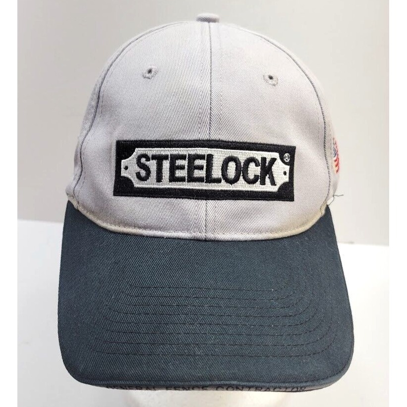 Vintage Steelock Hat Cap Strap Back Gray Mens